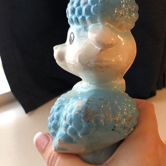 Ceramic Poodle Figurine Blue and Gold Accents - Picture 6 of 8